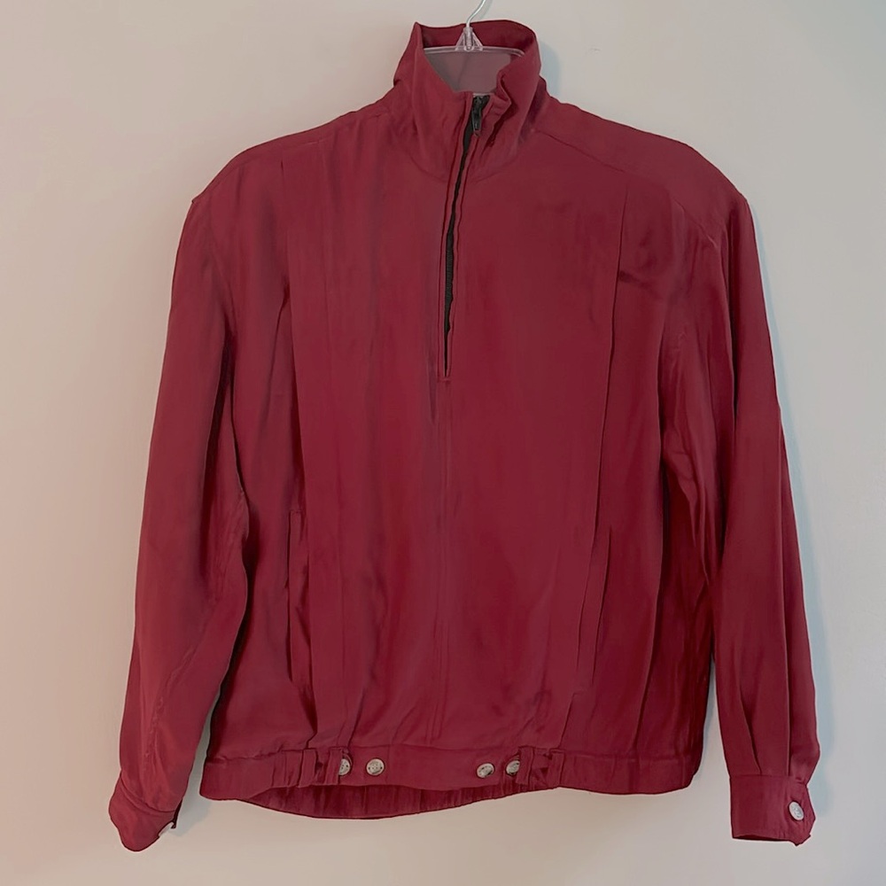 Kriss Kross vintage 100% silk red half zip pullover
